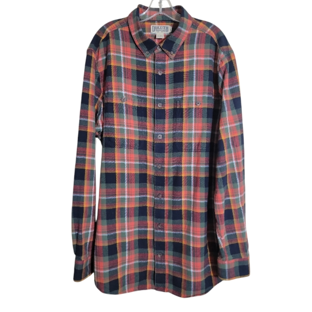 Duluth Trading Co men’s XL tall plaid button down long sleeve slim fit shirt